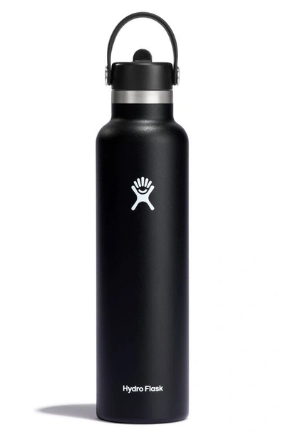 Shop Hydro Flask 24-ounce Water Bottle With Straw Lid In Black