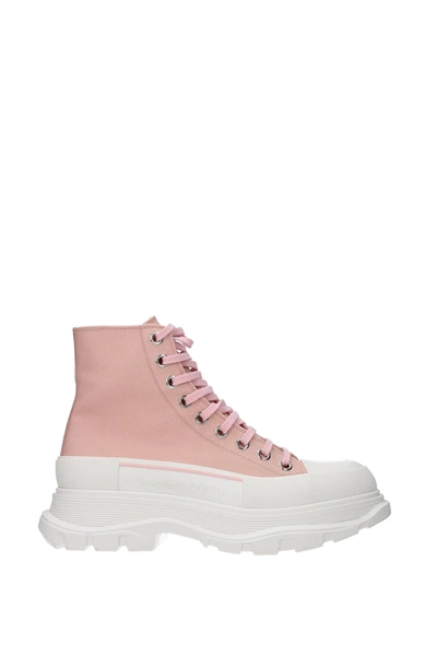 Shop Alexander Mcqueen Ankle Boots Fabric Pink