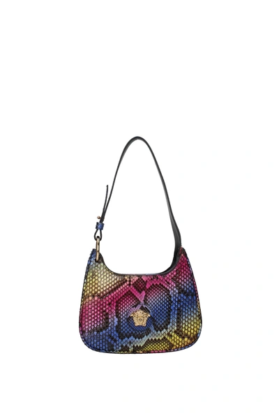 Shop Versace Crossbody Bag Leather Python Multicolor