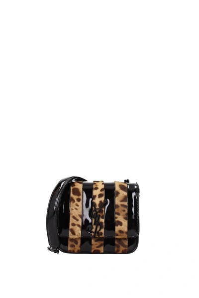 Shop Saint Laurent Crossbody Bag Vicky Patent Leather Black Leopard