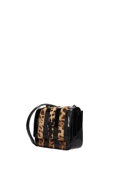 Shop Saint Laurent Crossbody Bag Vicky Patent Leather Black Leopard