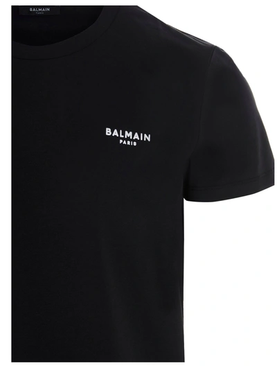 Shop Balmain Flocked Logo T-shirt Black