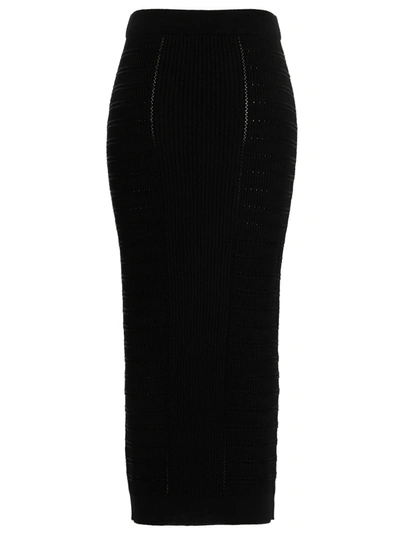 Shop Balmain Logo Button Knit Skirt Skirts Black