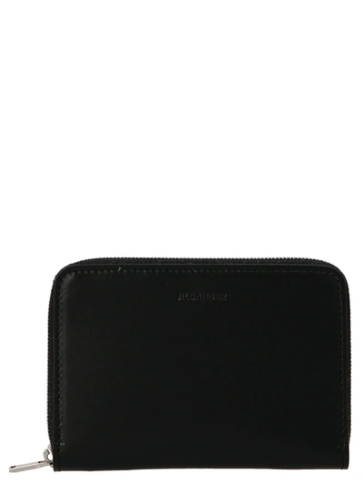 Shop Jil Sander Logo Leather Wallet Wallets, Card Holders Black
