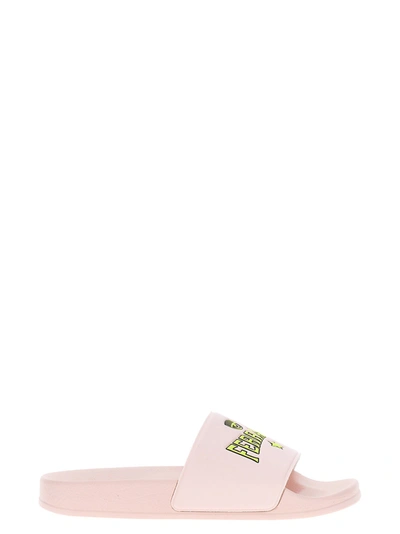 Shop Chiara Ferragni Brand Logo Slides Sandals Pink