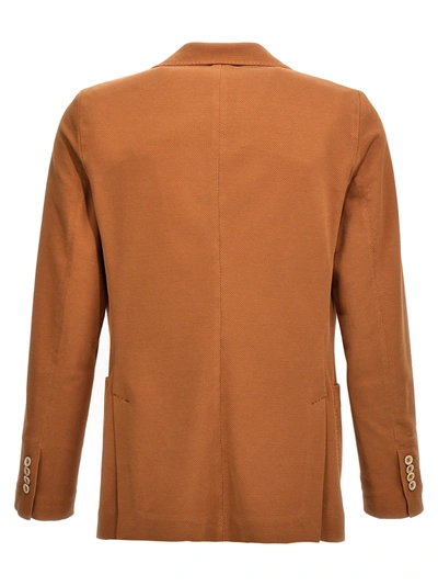 Shop Circolo 1901 Oxford Single Breast Blazer Jacket Jackets Brown