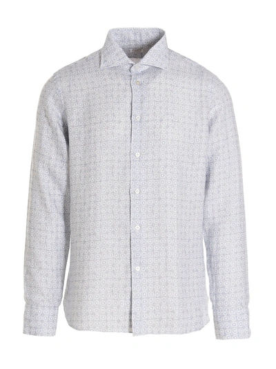 Shop Borriello Printed Linen Shirt Shirt, Blouse Light Blue