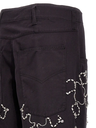 Shop Bluemarble Rhinestones Baggy Jeans Blue