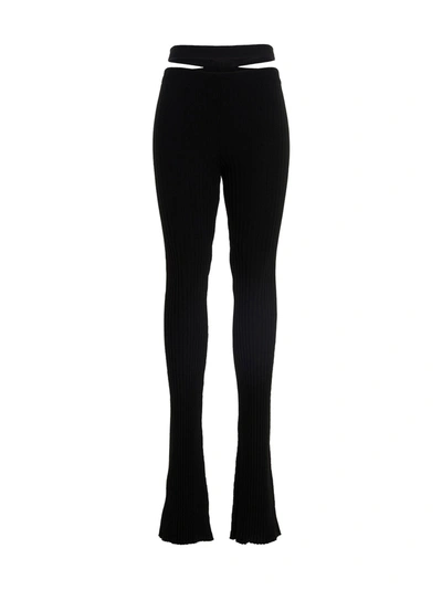 Shop Andreädamo Ribbed Flared Trousers Pants Black