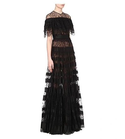 Shop Elie Saab Off-the-shoulder Lace Gown In Black