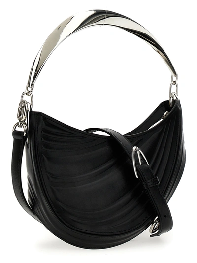 Shop Mugler Small Embossed Spiral Curve 01 Hand Bags Black