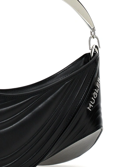 Shop Mugler Small Embossed Spiral Curve 01 Hand Bags Black