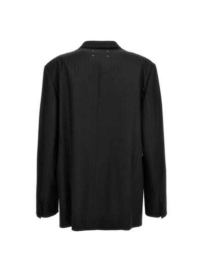 Shop Maison Margiela Striped Single Breast Blazer Jacket Jackets Black