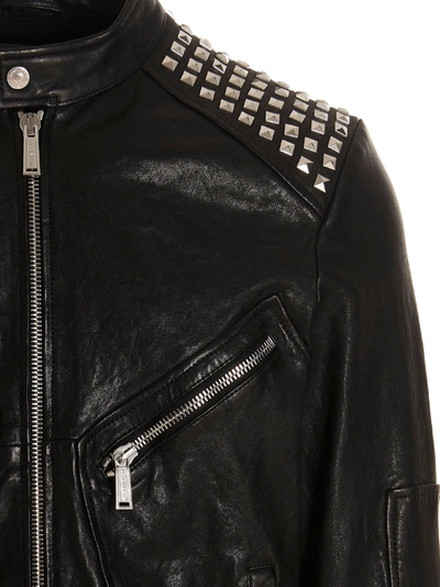 Shop Dsquared2 Studded Leather Jacket