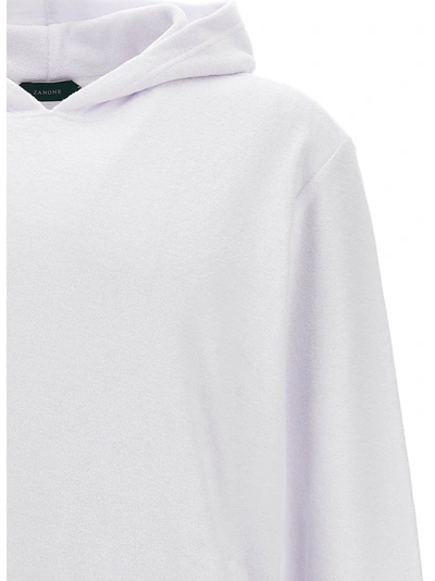 Shop Zanone Terry Cloth Hoodie Sweatshirt White