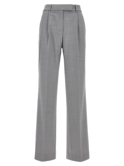 Shop Helmut Lang Wool  With Front Pleats Pants Gray