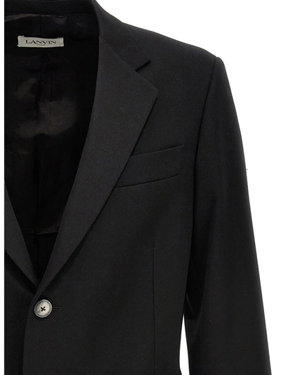 Shop Lanvin Wool Single Breast Blazer Jacket Jackets Black