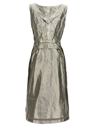 Shop Maison Margiela Laminated Dress Dresses In Silver