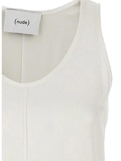 Shop Nude Puffed Sleeve Cotton Shirt Tops In White