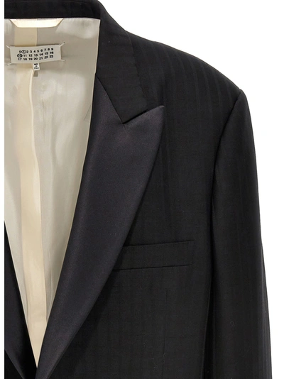 Shop Maison Margiela Striped Single Breast Blazer Jacket Jackets In Black