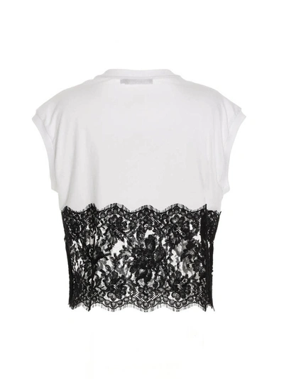 Shop Dolce & Gabbana Logo Lace T-shirt In White/black
