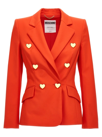 Shop Moschino Heart Buttons Jackets Red