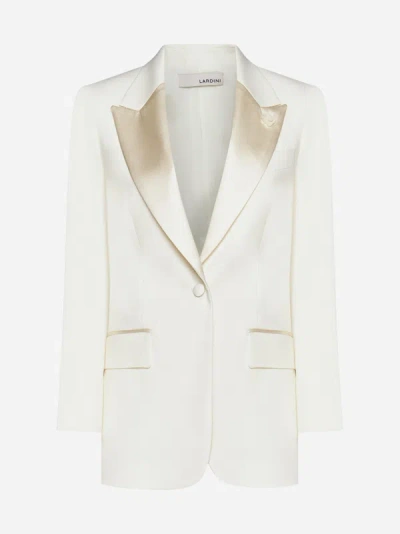 Shop Lardini Wool-blend Tuxedo Blazer In White