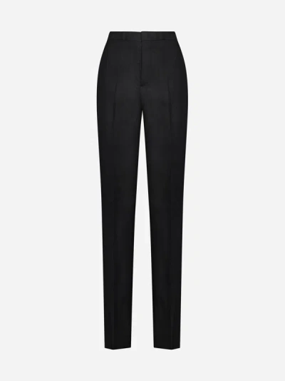 Shop Tagliatore Linen Trousers In Black
