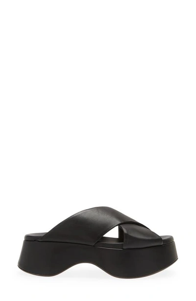 Agl Attilio Giusti Leombruni Lil Sis Crisscross Platform Slide Sandal In Nero
