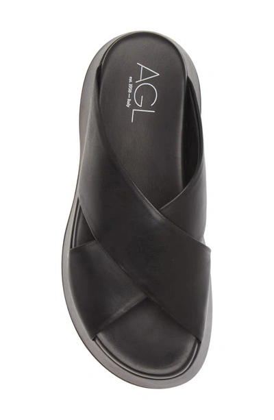 Agl Attilio Giusti Leombruni Lil Sis Crisscross Platform Slide Sandal In Nero