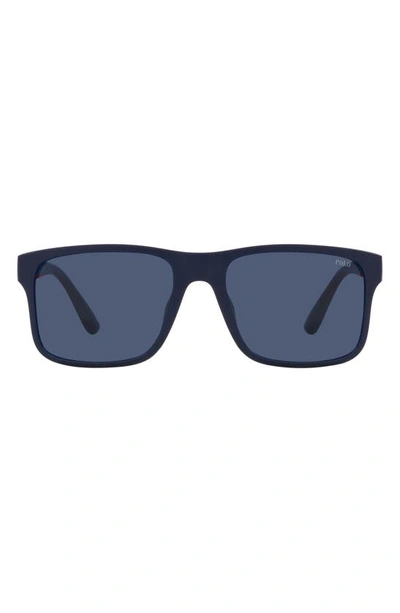 Shop Polo Ralph Lauren 57mm Rectangular Sunglasses In Blue