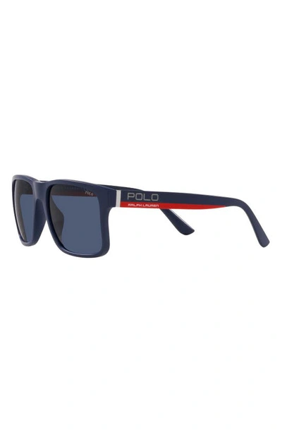 Shop Polo Ralph Lauren 57mm Rectangular Sunglasses In Blue
