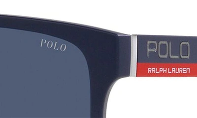 Shop Polo Ralph Lauren 57mm Rectangular Sunglasses In Blue