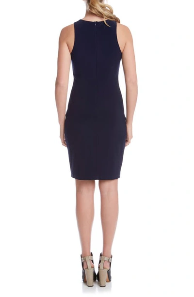 Shop Karen Kane Sleeveless Sheath Dress In Navy