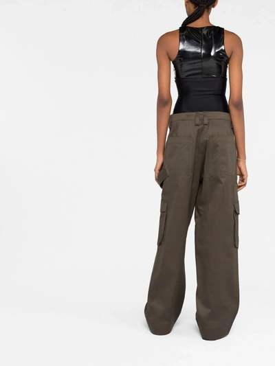 Shop Mugler Women Tailored Cotton Corset Cargo Pants In Military/black 3073