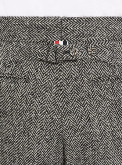 Shop Thom Browne Men Fit 1 Backstrap Trouser W/ Self Tipping In Herringbone Harris Tweed In 980 Blk/wht