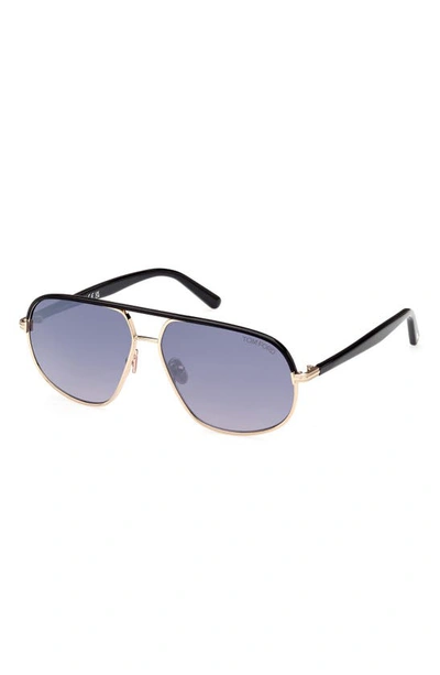 Shop Tom Ford Maxwell 59mm Pilot Sunglasses In Shiny Rose Gold/gradient Smoke
