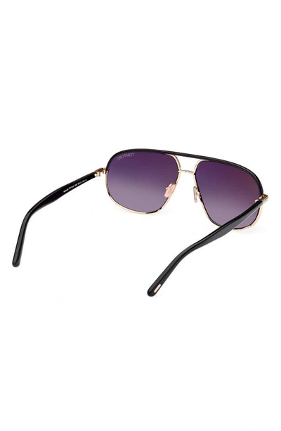 Shop Tom Ford Maxwell 59mm Pilot Sunglasses In Shiny Rose Gold/gradient Smoke