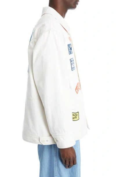 Shop Kenzo Patch Cotton Workwear Jacket In 2 - Off White