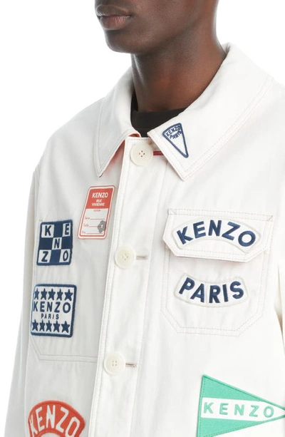 Shop Kenzo Patch Cotton Workwear Jacket In 2 - Off White