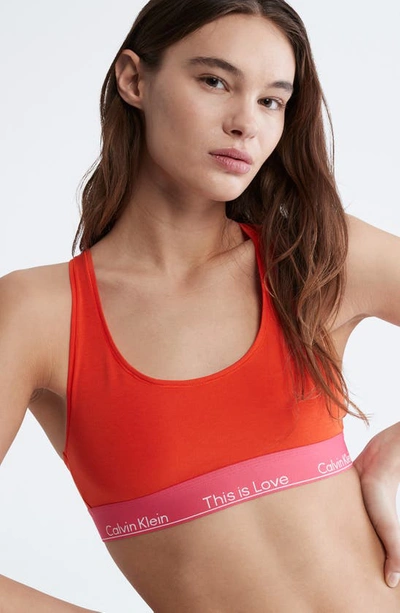 Calvin Klein This Is Love Contrast Band Sports Bra In Red | ModeSens