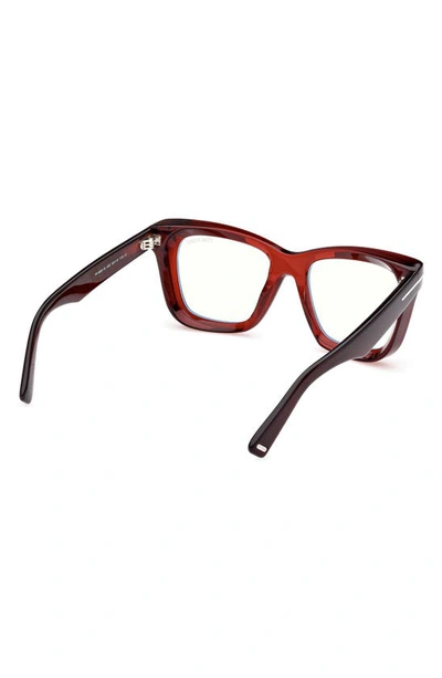 Tom Ford 52mm Square Blue Light Blocking Glasses In Shiny Light Brown