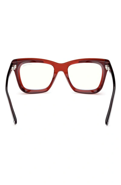 Tom Ford 52mm Square Blue Light Blocking Glasses In Shiny Light Brown