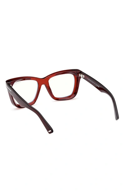 Tom Ford 52mm Square Blue Light Blocking Glasses In Shiny Light Brown