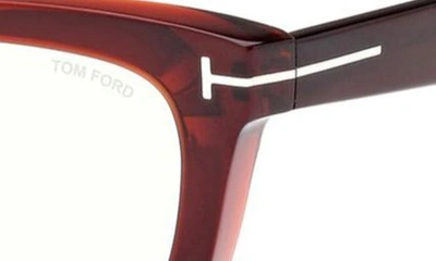 Shop Tom Ford 52mm Square Blue Light Blocking Glasses In Shiny Light Brown