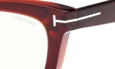Tom Ford 52mm Square Blue Light Blocking Glasses In Shiny Light Brown