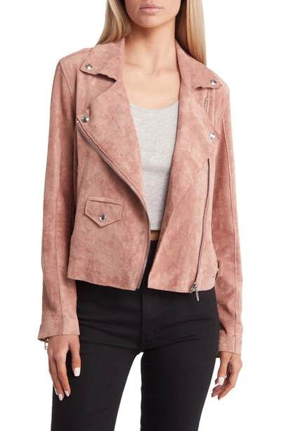 Shop Blanknyc Faux Suede Moto Jacket In Dusty Pink