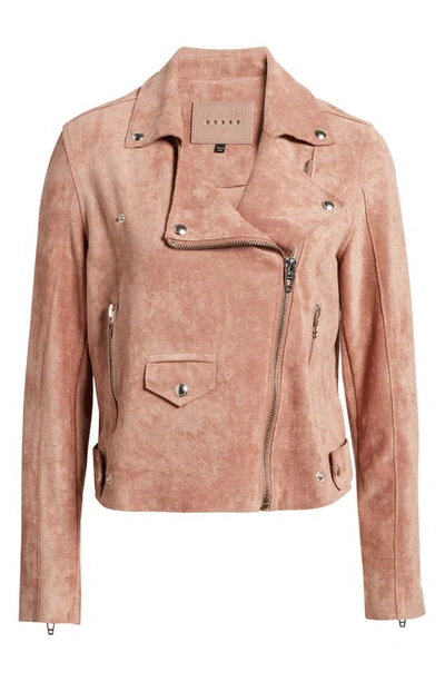 Shop Blanknyc Faux Suede Moto Jacket In Dusty Pink