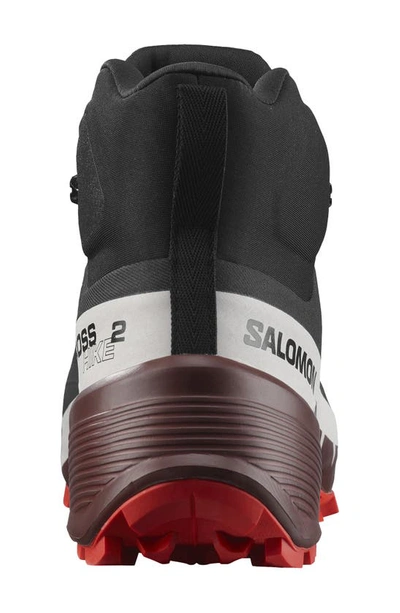 Shop Salomon Cross Hike 2 Mid Gtx Shoe In Black/ Chocolate / Fiery Red