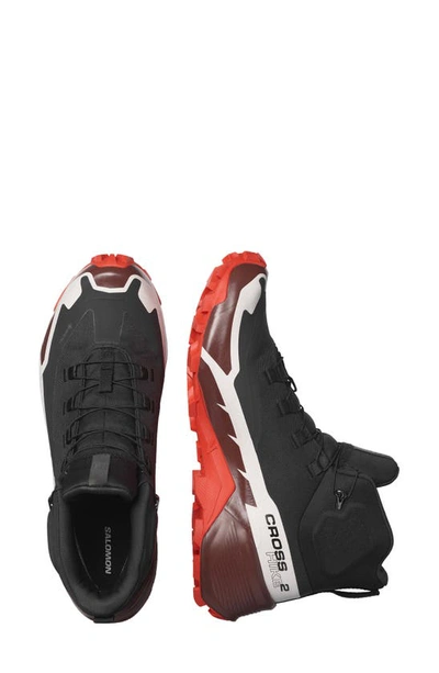 Shop Salomon Cross Hike 2 Mid Gtx Shoe In Black/ Chocolate / Fiery Red